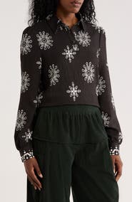 PATRIZIA LUCA Snowflake Embroidered Top