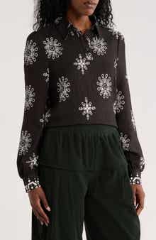 PATRIZIA LUCA Snowflake Embroidered Top