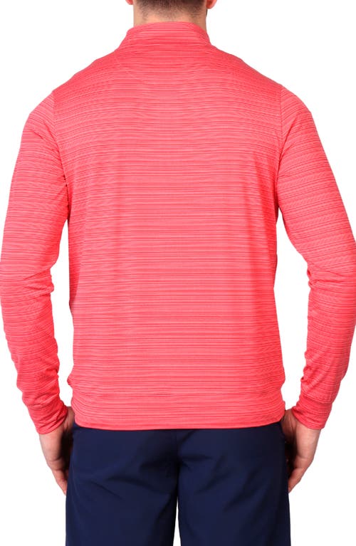 Shop Tailorbyrd Stripe Quarter Zip Performance Polo In Cherry Red