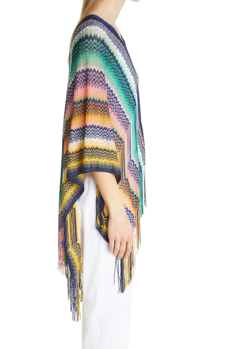 Metallic Zigzag Poncho, Alternate, color, BLUE MULTI