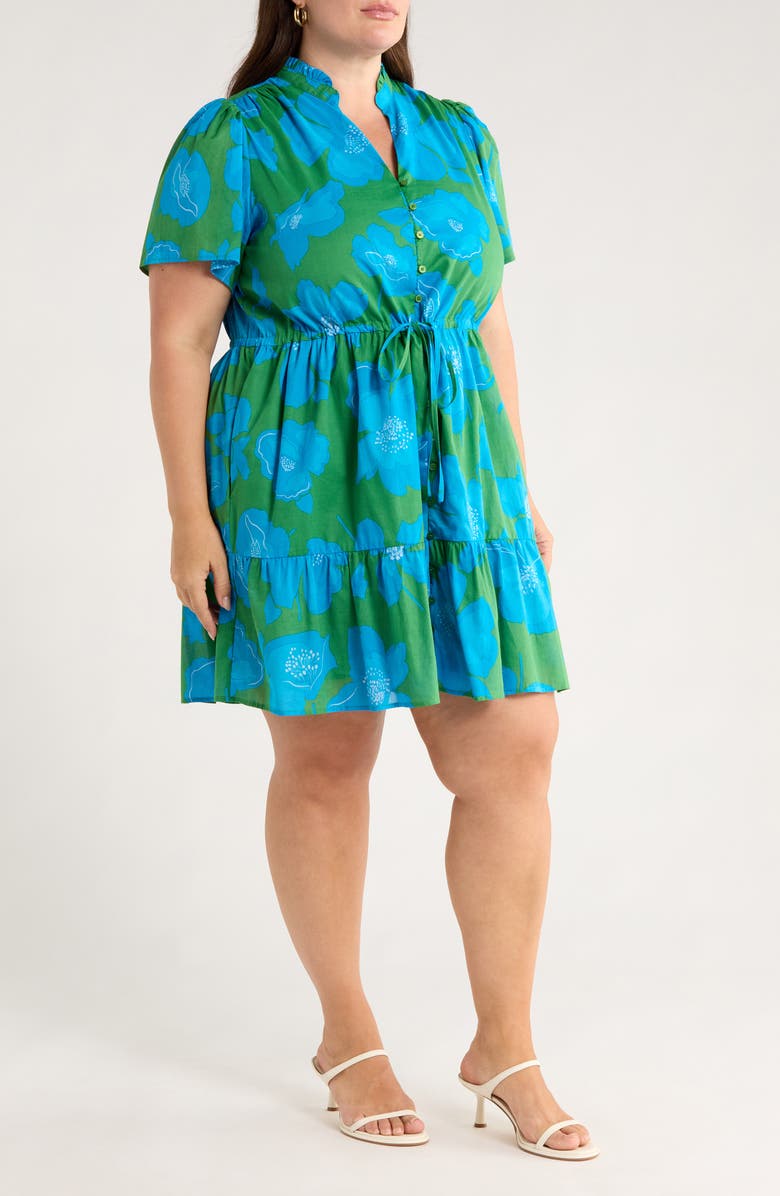 SUGARLIPS Rori Floral Amo Cotton Minidress, Alternate, color, Green/ Blue/ Multi