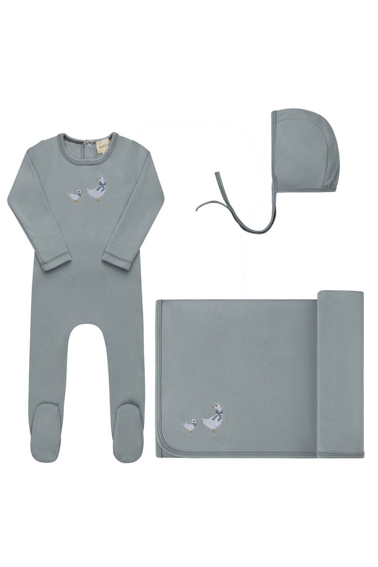 Cross Stitch Duckling Collection - Layette Set, Main, color, Blue