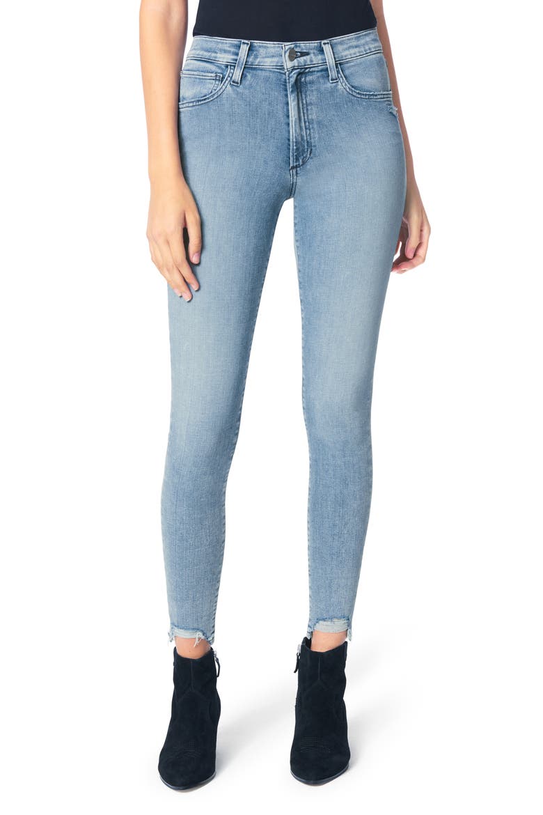 The Charlie High Waist Ripped Hem Ankle Skinny Jeans, Main, color, PARADOX