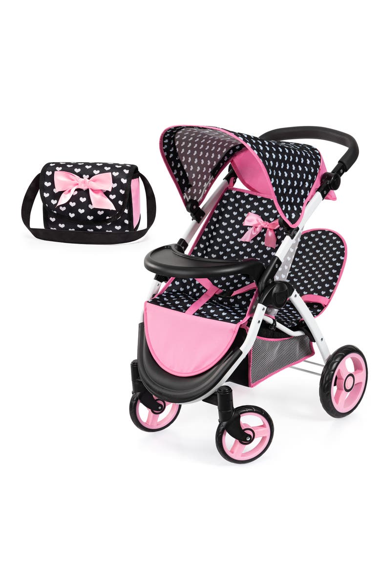 Bayer Design Twin Dolls Stroller, Seats 2 Dolls Up to 18 Inches, Ages 3+, Main, color, Multicolored