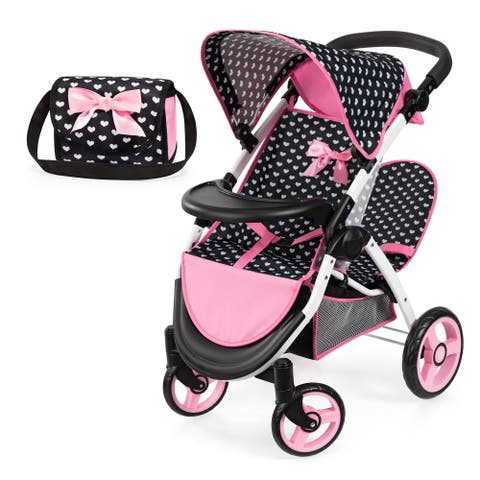 Twin Dolls Stroller, Seats 2 Dolls Up to 18 Inches, Ages 3+
