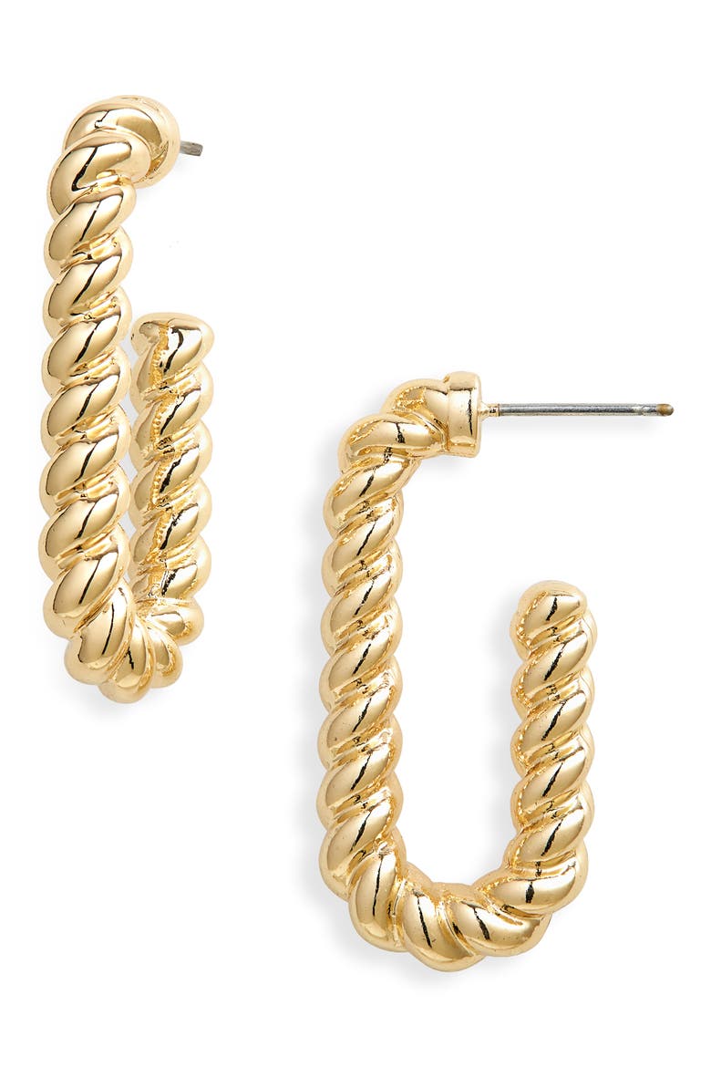 Twisted Oval Hoop Earrings, Main, color, GOLD