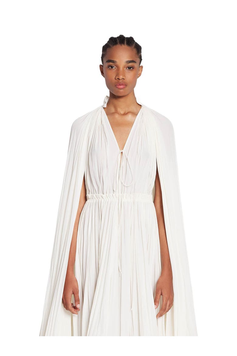 Long Charmeuse Ruffle Dress, Alternate, color, Off White