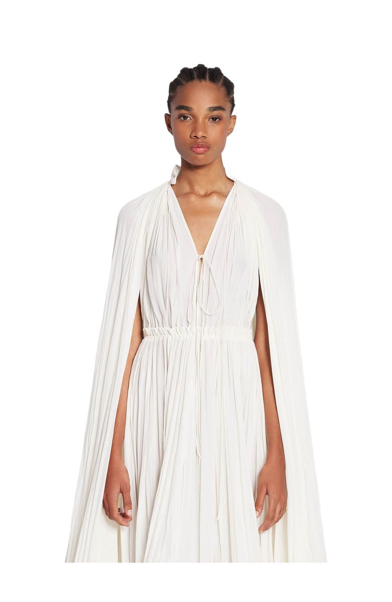 Lanvin Long Charmeuse Ruffle Dress, Alternate, color, Off White