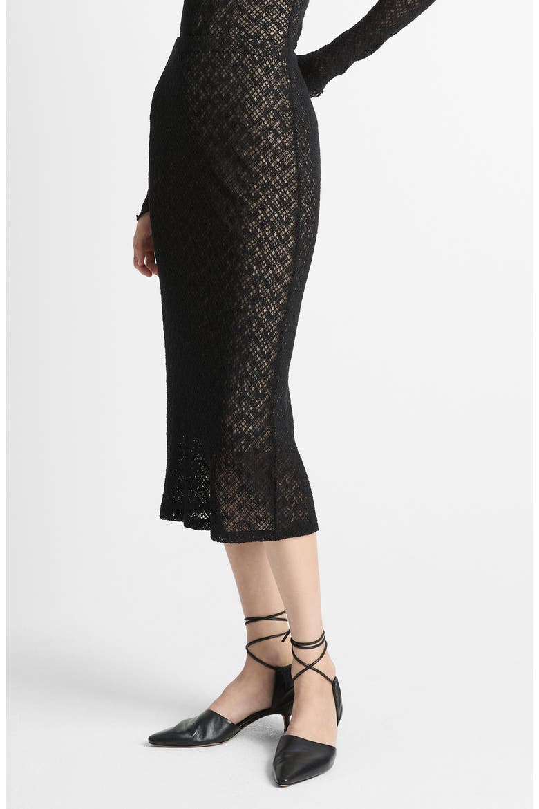 Lace Midi Skirt, Alternate, color, BLACK