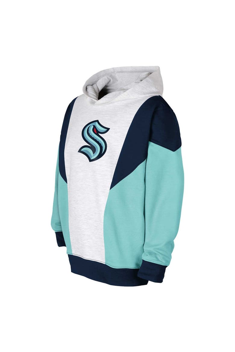 Youth Ash/Deep Sea Blue Seattle Kraken Champion League Fleece Pullover Hoodie, Alternate, color, Ash