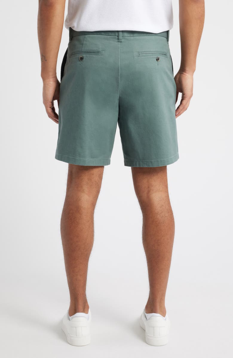 Nordstrom Heron Flat Front Cotton Stretch Twill Chino Shorts, Alternate, color, Green Balsam