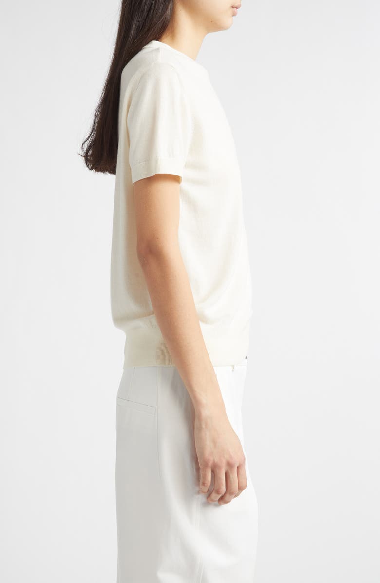 PARTOW Enzo Short Sleeve Virgin Wool Sweater, Alternate, color, Ivory