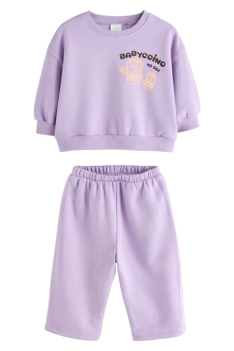 Kids' Babyccino To Go Sweatshirt & Sweatpants Set, Main, color, PURPLE