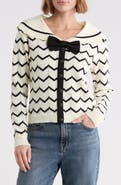 Adrianna Papell Zigzag Bow Sailor Collar Sweater