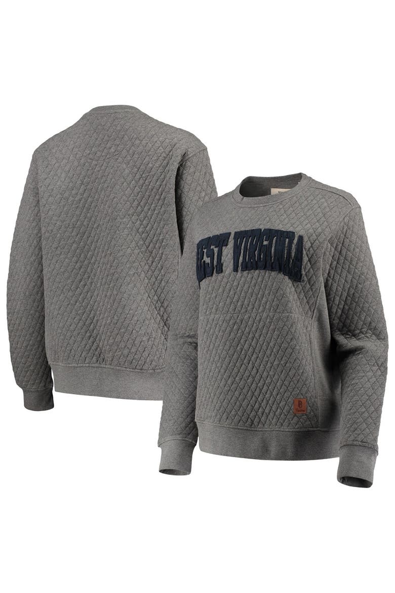 Women's Pressbox Heather Charcoal West Virginia Mountaineers Moose Quilted Pullover Sweatshirt, Main, color, Heather Gray