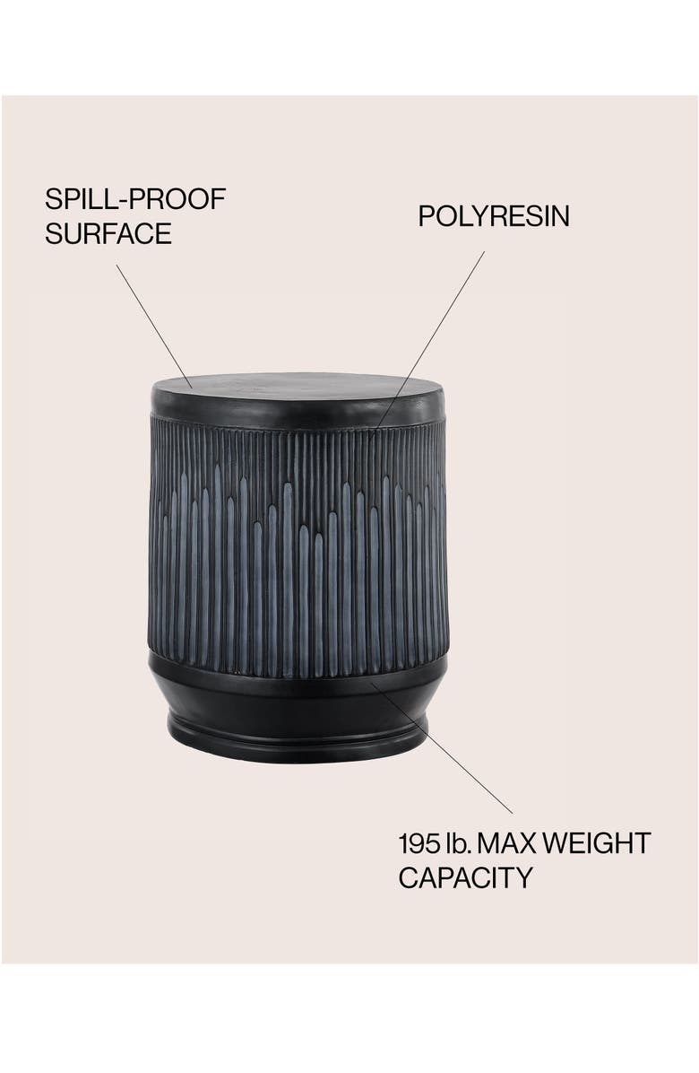 JONATHAN Y Kline 17.5" Mid-Century Modern Brutalist Indoor/Outdoor Accent Table, Alternate, color, Washed Black