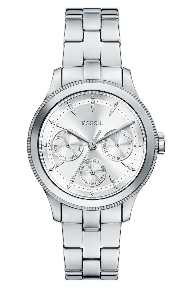 Brynn Chronograph Bracelet Watch, 38mm, Main, color, SILVER