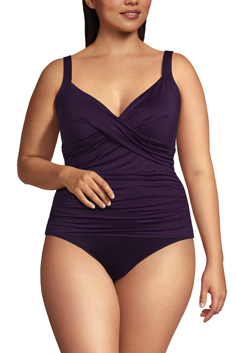 Plus Size DDD-Cup Tulip Hem Tankini Top, Main, color, Blackberry