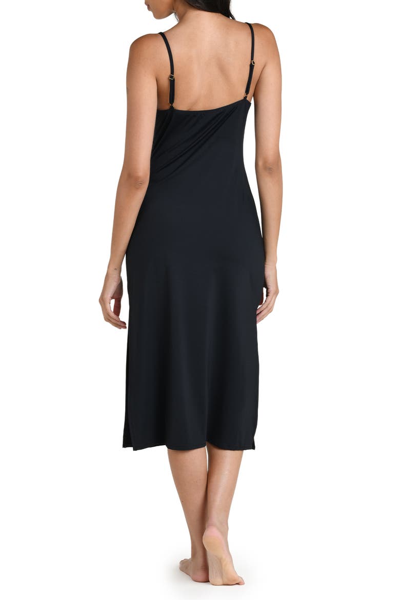 Island Goddess Cowl Neck Cover-Up Midi Dress, Alternate, color, BLACK