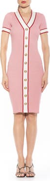 Alexia Admor Otto V-neck Short Sleeve Ribbed Sweater Dress