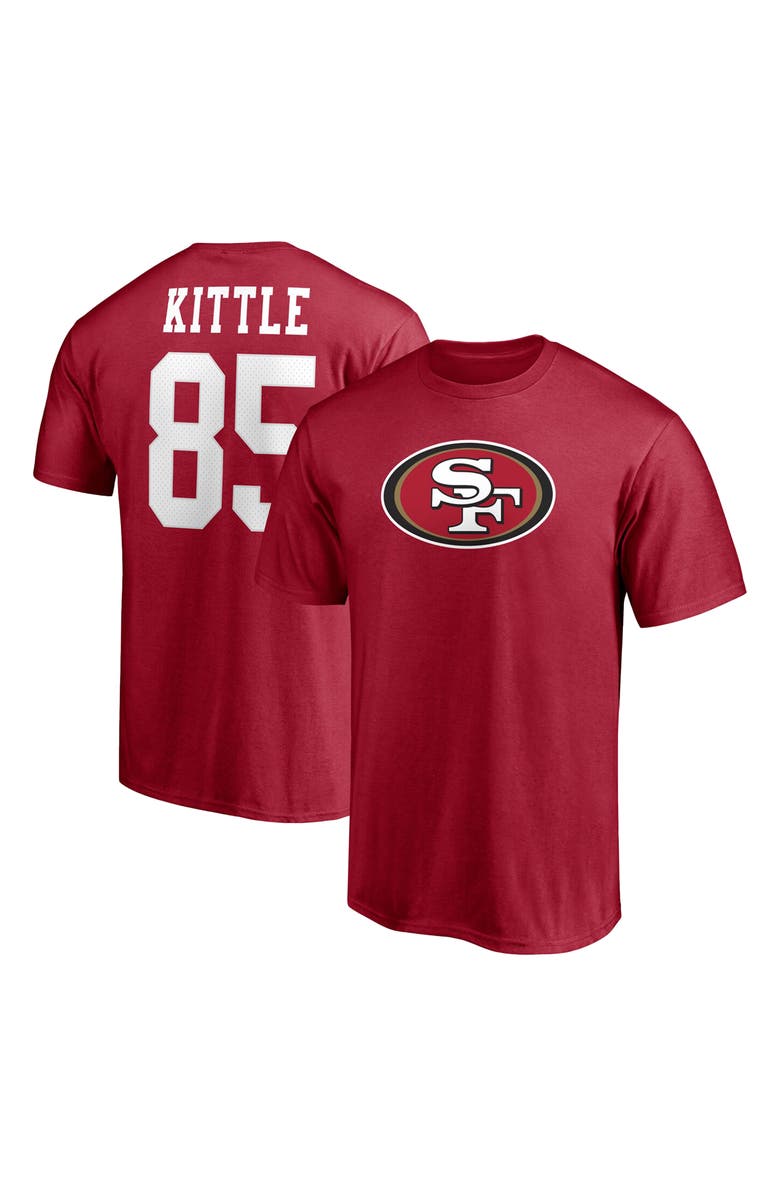 FANATICS Men's Fanatics Branded George Kittle Scarlet San Francisco 49ers Player Icon Name & Number T-Shirt, Alternate, color,