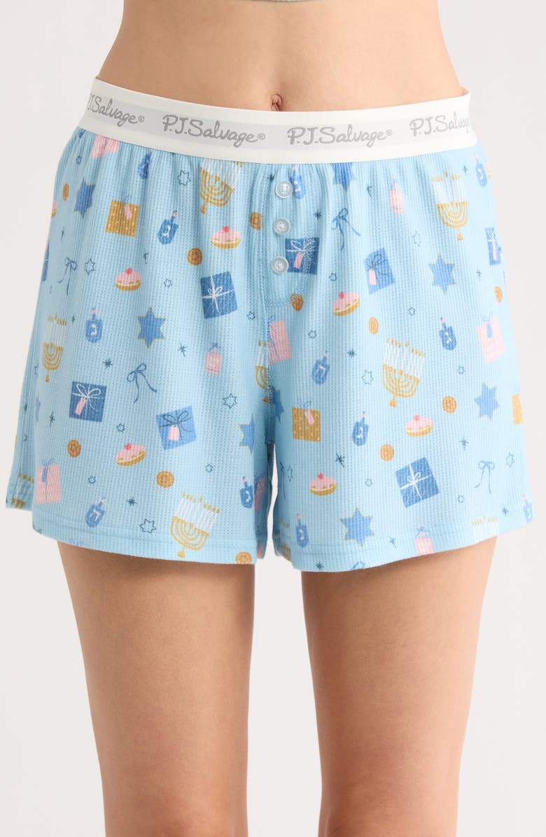 PJ Salvage Waffle Knit Short Pajamas, Alternate, color, Light Blue