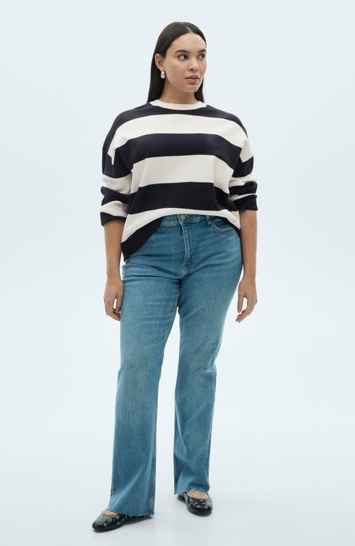 Mango Lotuini Stripe Sweater In Dark Navy