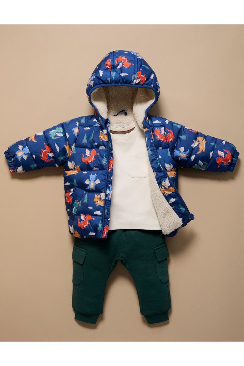 Baby Boy's Shearling Lined Puffer Jacket, Alternate, color, Dragon Print