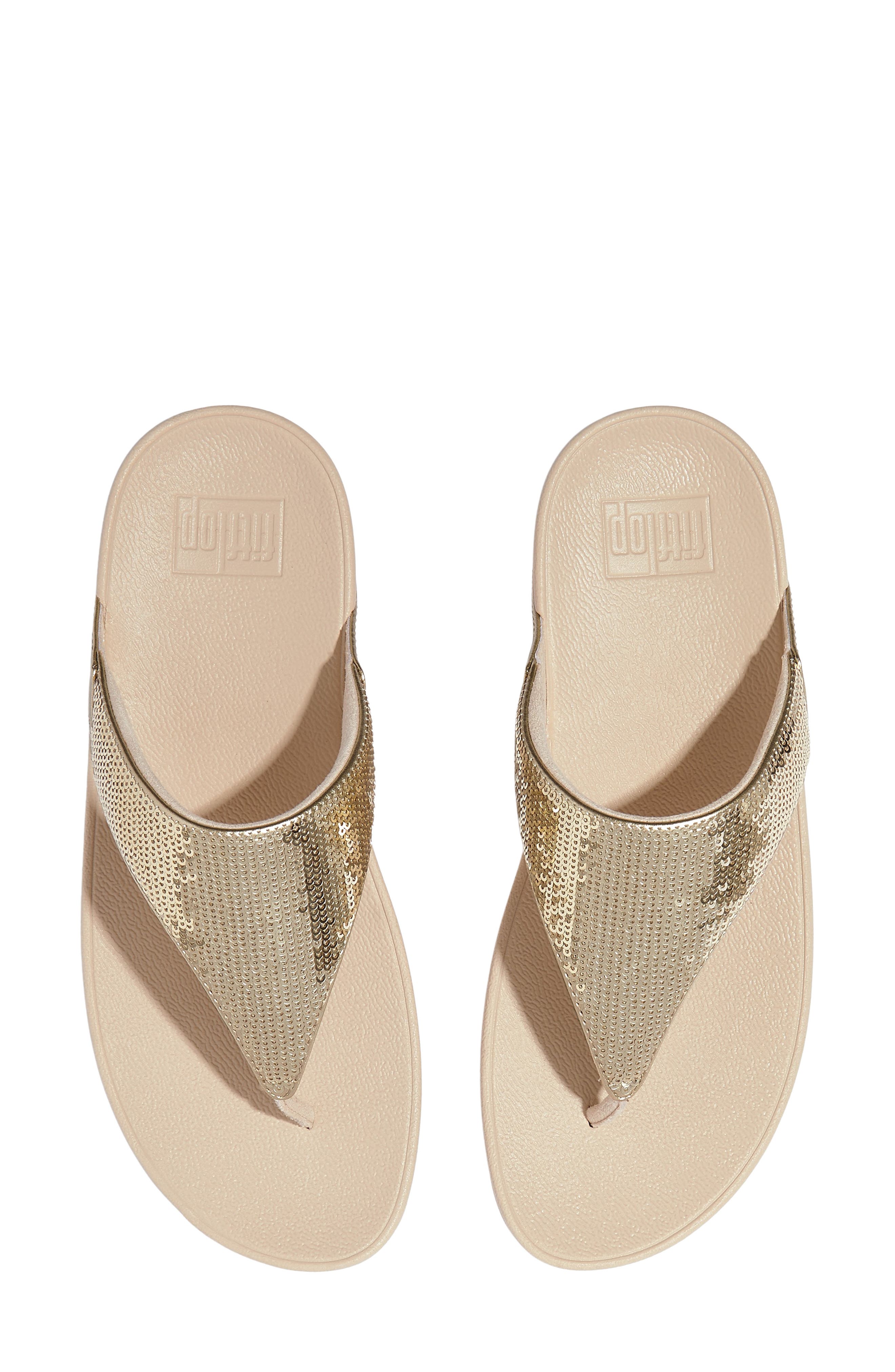 Lulu Sequin Flip Flop, Alternate, color, PLATINO