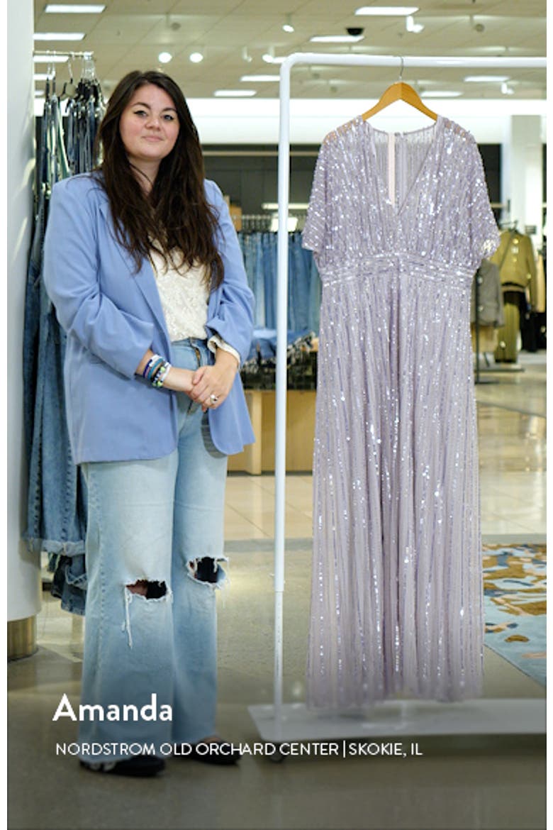 Sequined Butterfly Sleeve A Line Gown video
