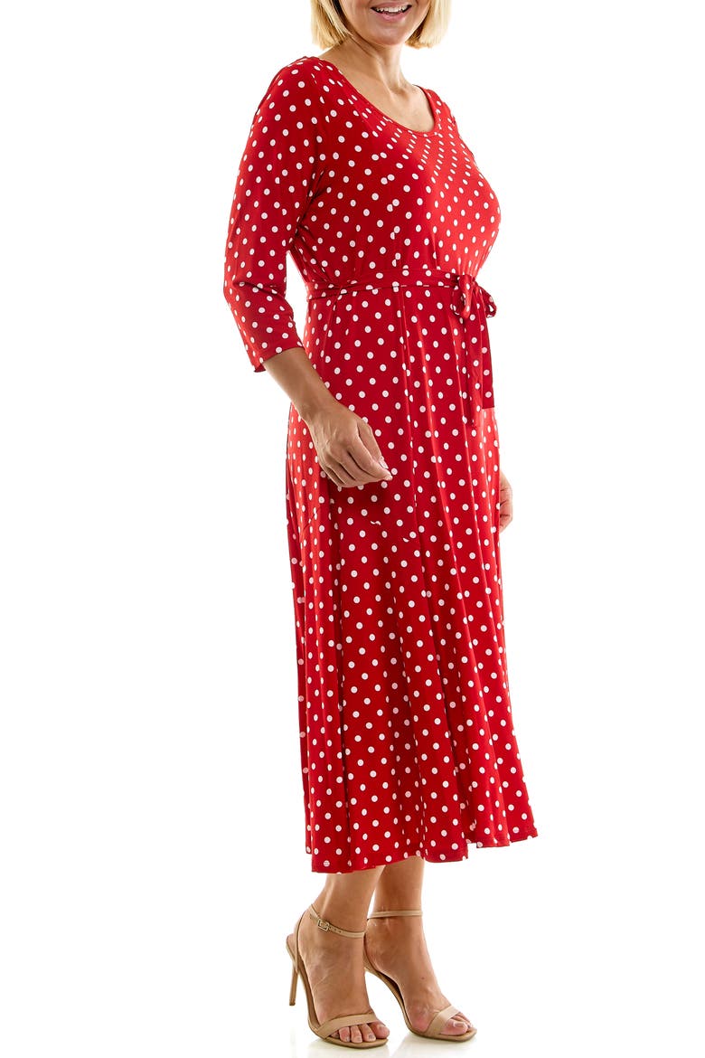 Sylvia A-Line Midi Dress, Alternate, color, SCHOOL RED/ IVORY
