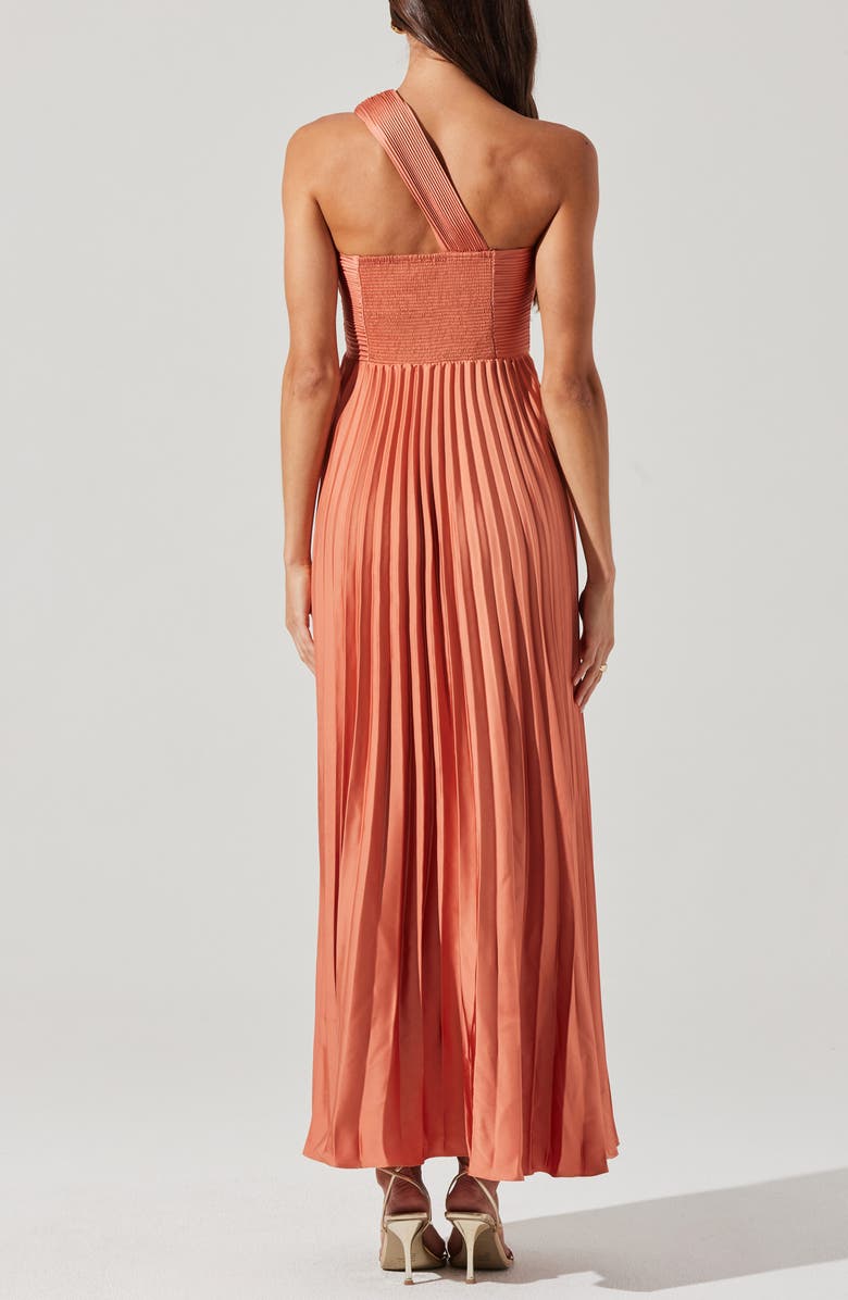 ASTR the Label Rasya Pleated One-Shoulder Maxi Dress, Alternate, color, Coral