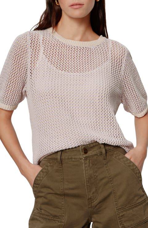 Open Stitch Short Sleeve Sweater