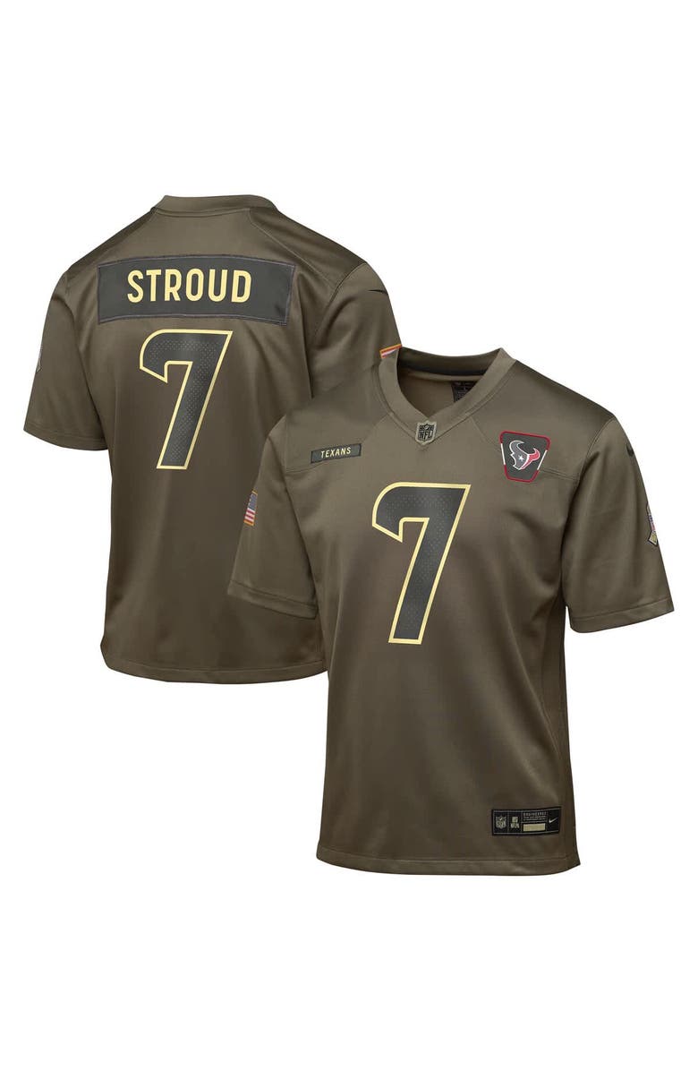 Nike Youth Nike C.J. Stroud Olive Houston Texans 2025 Salute to Service Game Jersey, Main, color, Olive