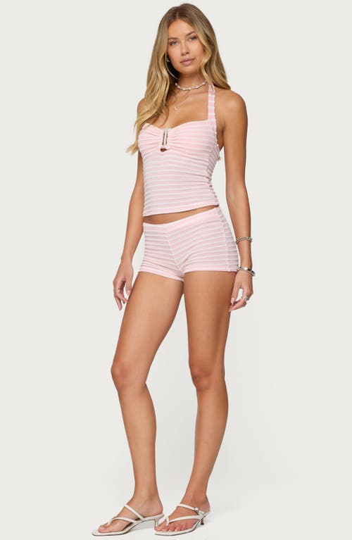 Edikted Lovina Textured Striped Micro Shorts