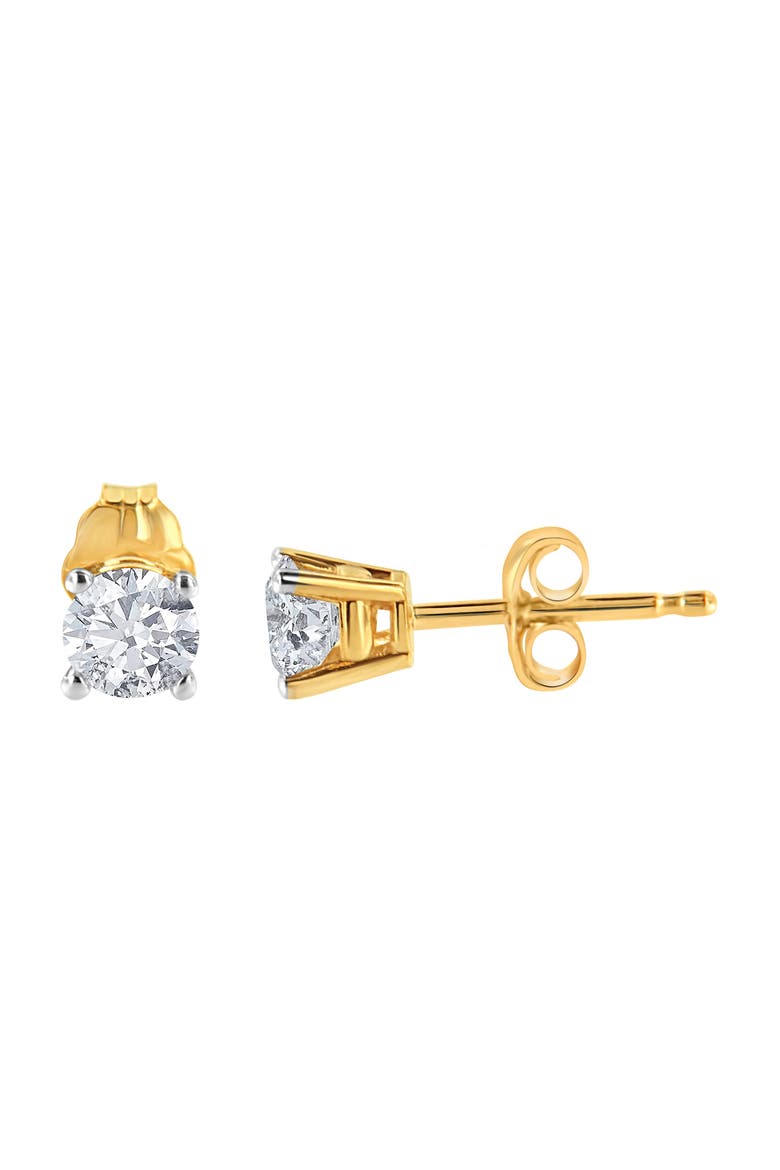 Certified 14K Yellow Gold 1/2 Ct Solitaire Diamond Stud Earrings, Alternate, color, Yellow