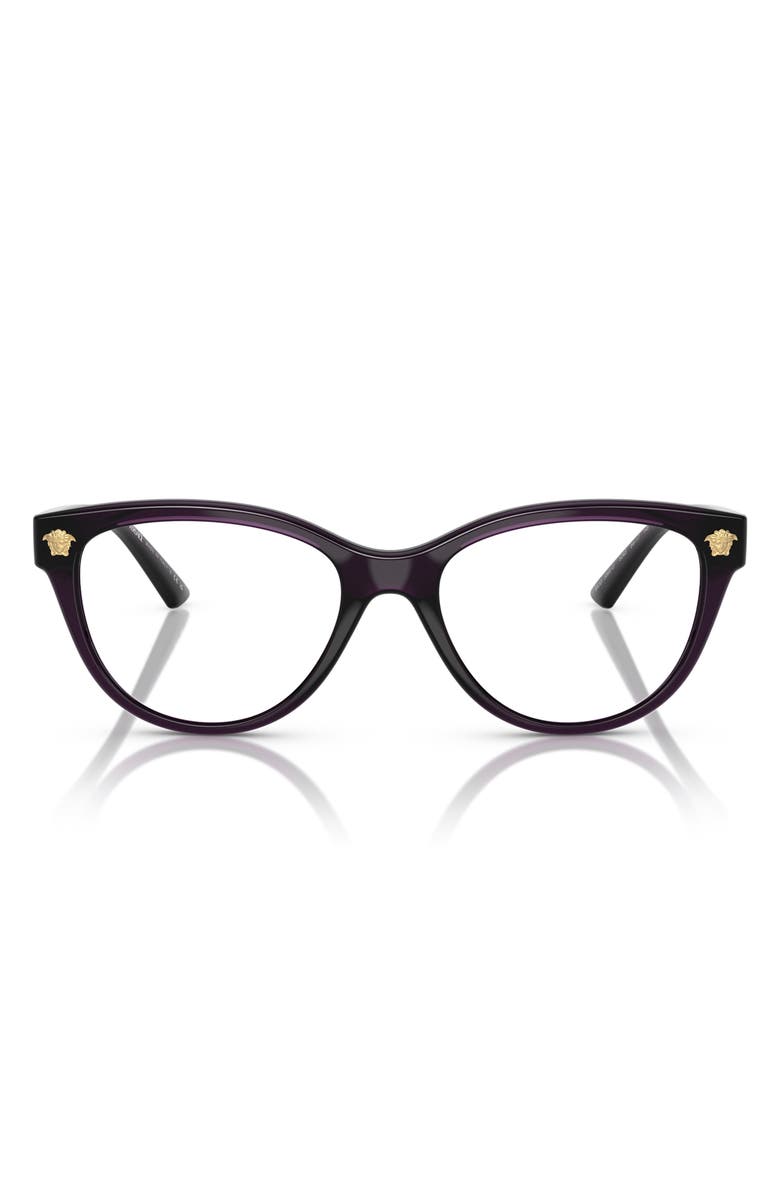 Versace 54mm Cat Eye Optical Glasses, Main, color, Violet