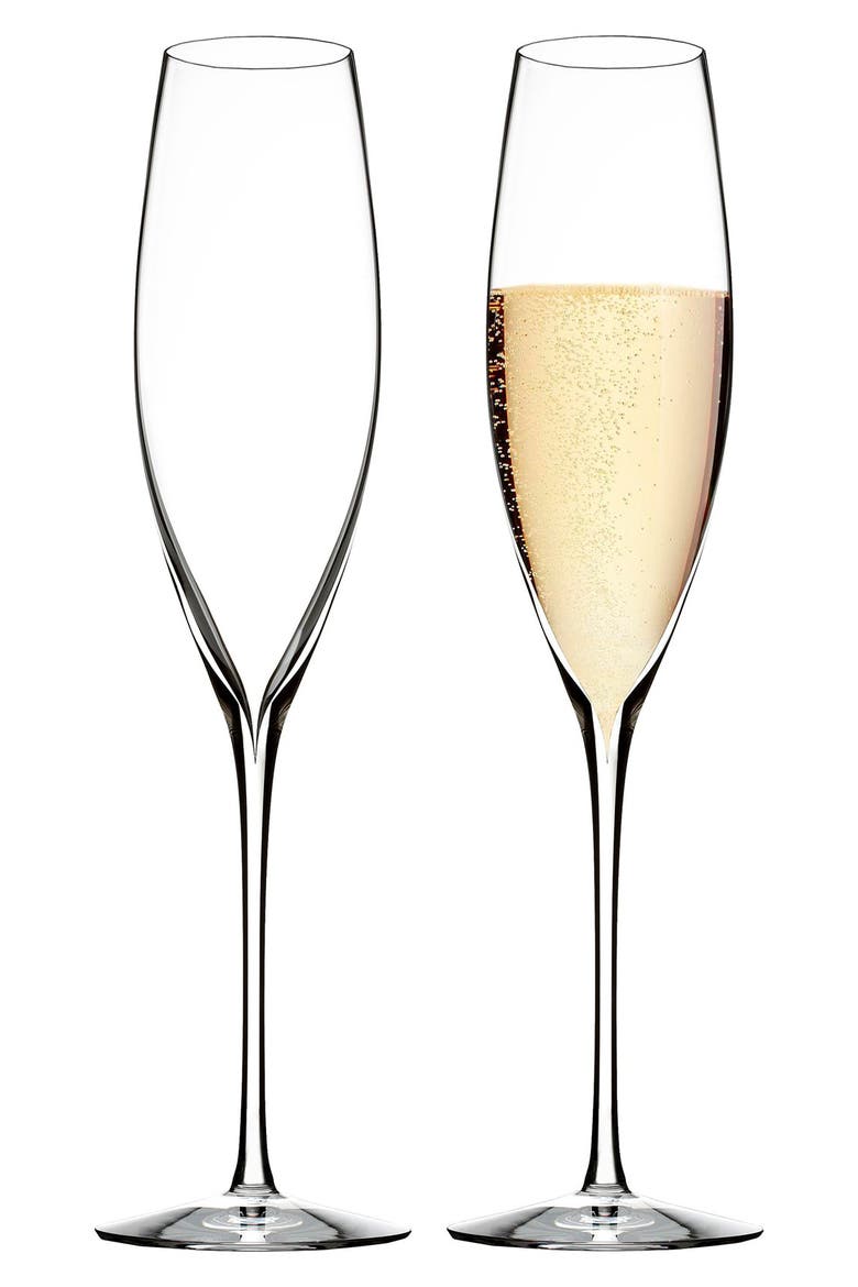 Elegance Set of 2 Fine Crystal Champagne Flutes, Alternate, color, CLEAR