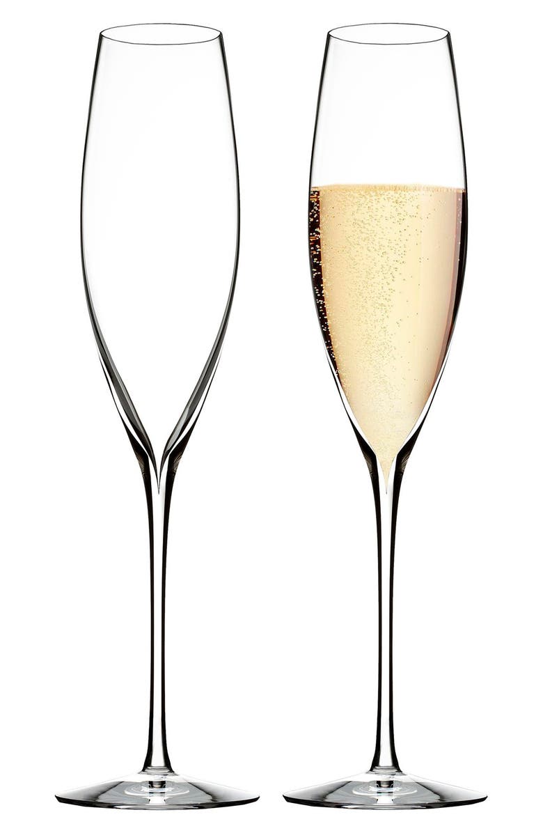 Waterford Elegance Set of 2 Fine Crystal Champagne Flutes, Alternate, color, Clear