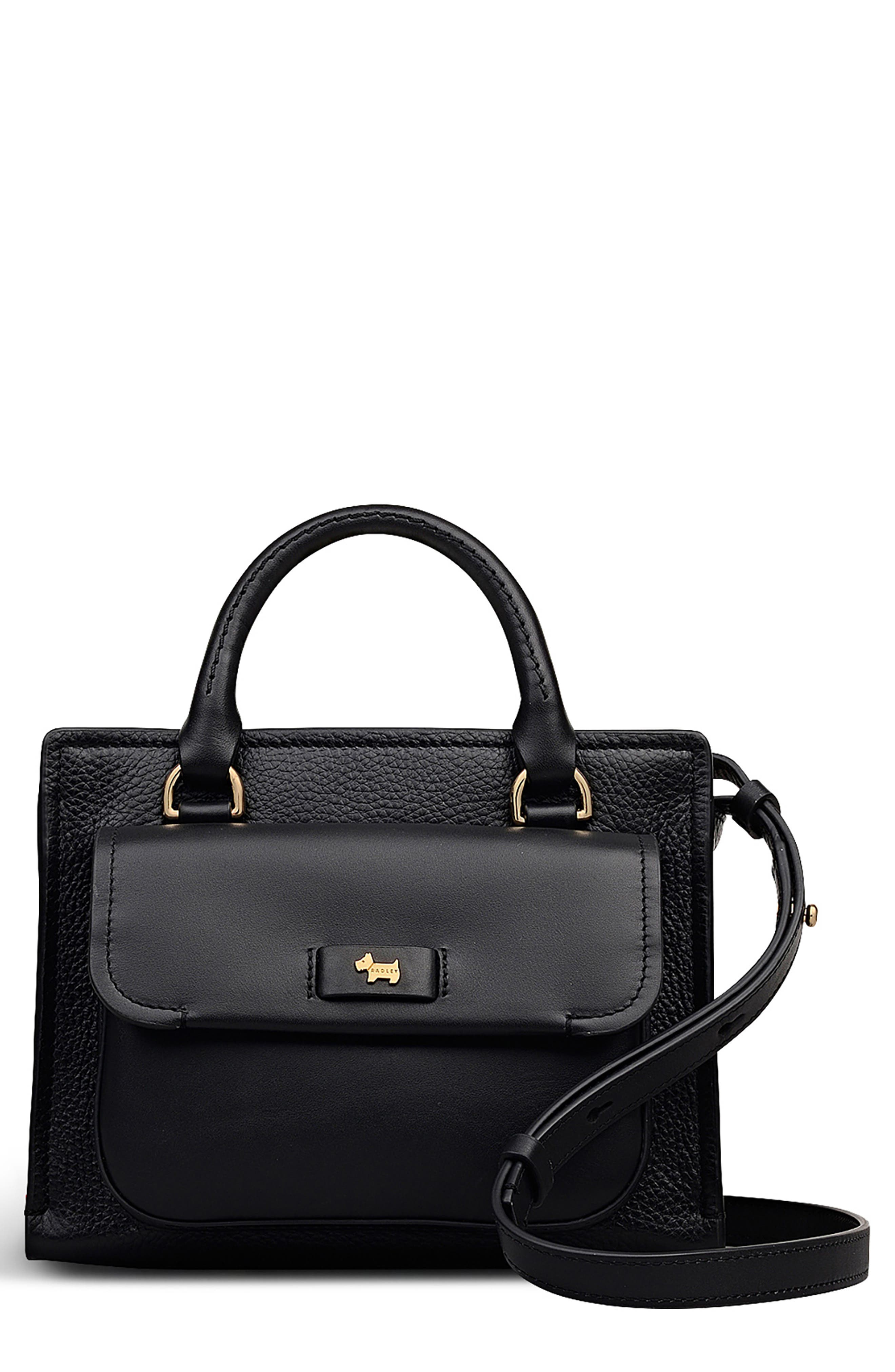 Radley Talbot Way Small Zip Top Leather Satchel, Main, color, Black