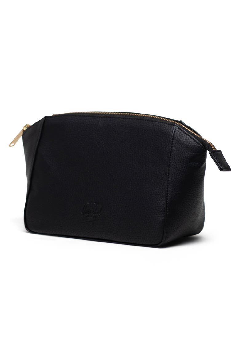 Milan Faux Leather Toiletry Bag, Alternate, color, BLACK