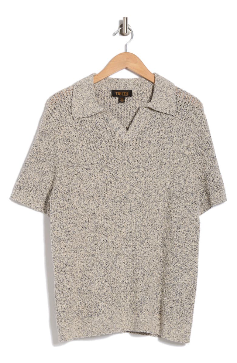 TRUTH Johnny Collar Knit Polo, Alternate, color, Off White/ Navy Combo