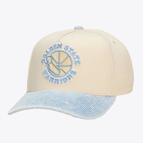 Unisex Mitchell & Ness Cream/Light Blue Golden State Warriors Faded Pro Snapback Hat
