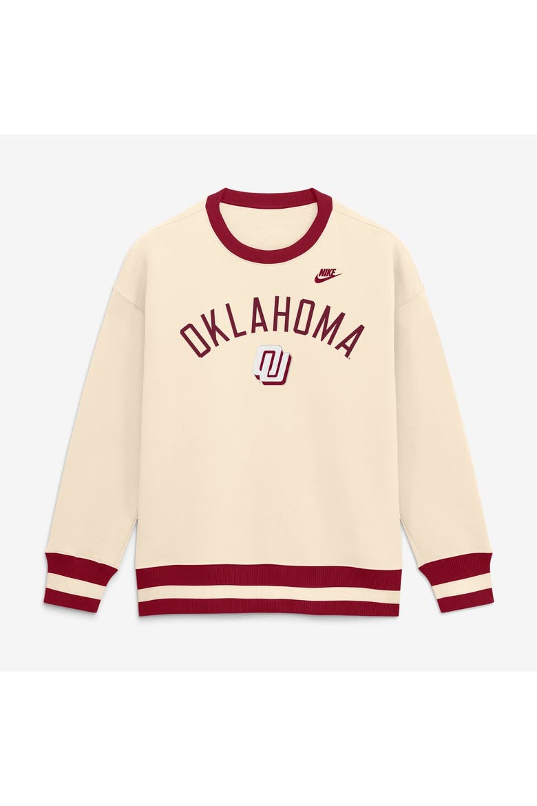 Women's Nike  Natural Oklahoma Sooners Oversized Legacy Arch Phoenix Sweatshirt, Main, color, Natural