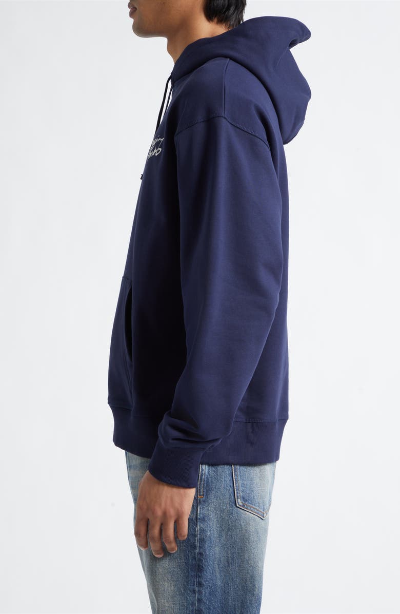 Balmain Paris Brush Logo Fleece Hoodie, Alternate, color, Siv Navy/ White