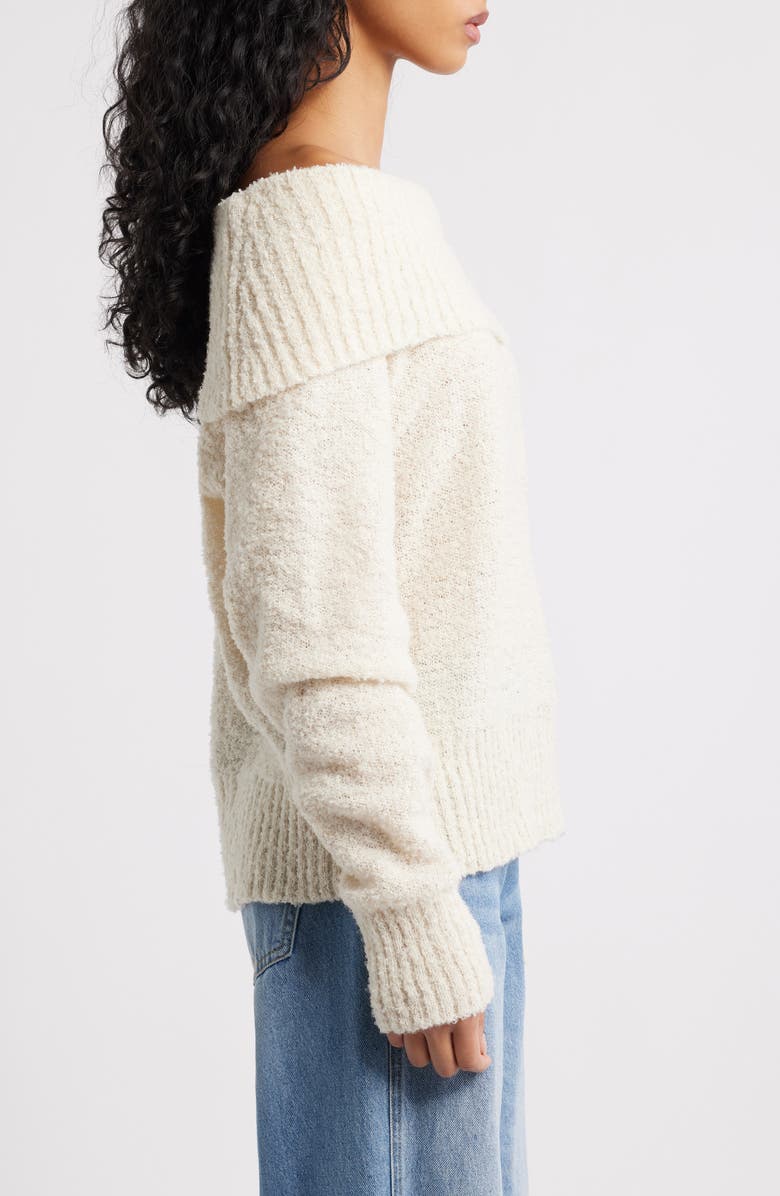 Princess Polly Parkley Bouclé Off-the-Shoulder Sweater, Alternate, color, Cream