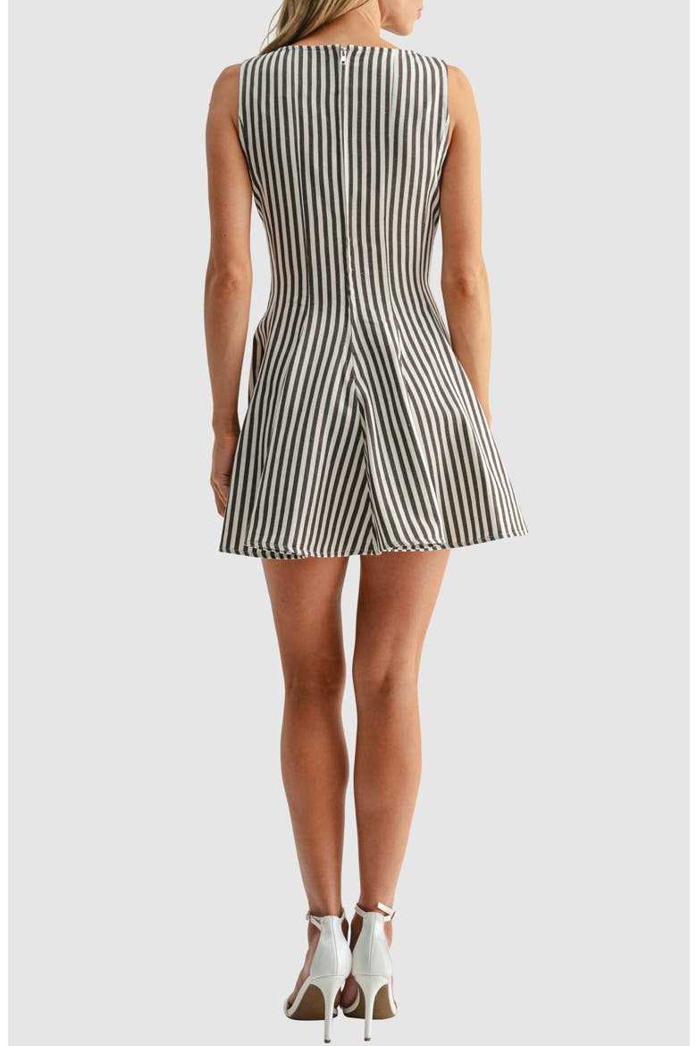 Stripe Fit and Flare Cotton Denim Minidress, Alternate, color, CREAM BROWN STRIPED