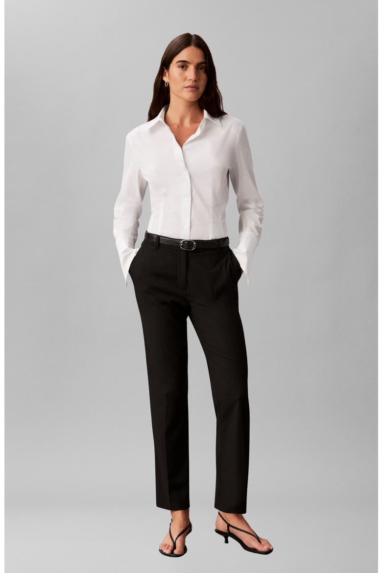 Fitted Poplin Button-Down Shirt, Alternate, color, PHOTO WHITE