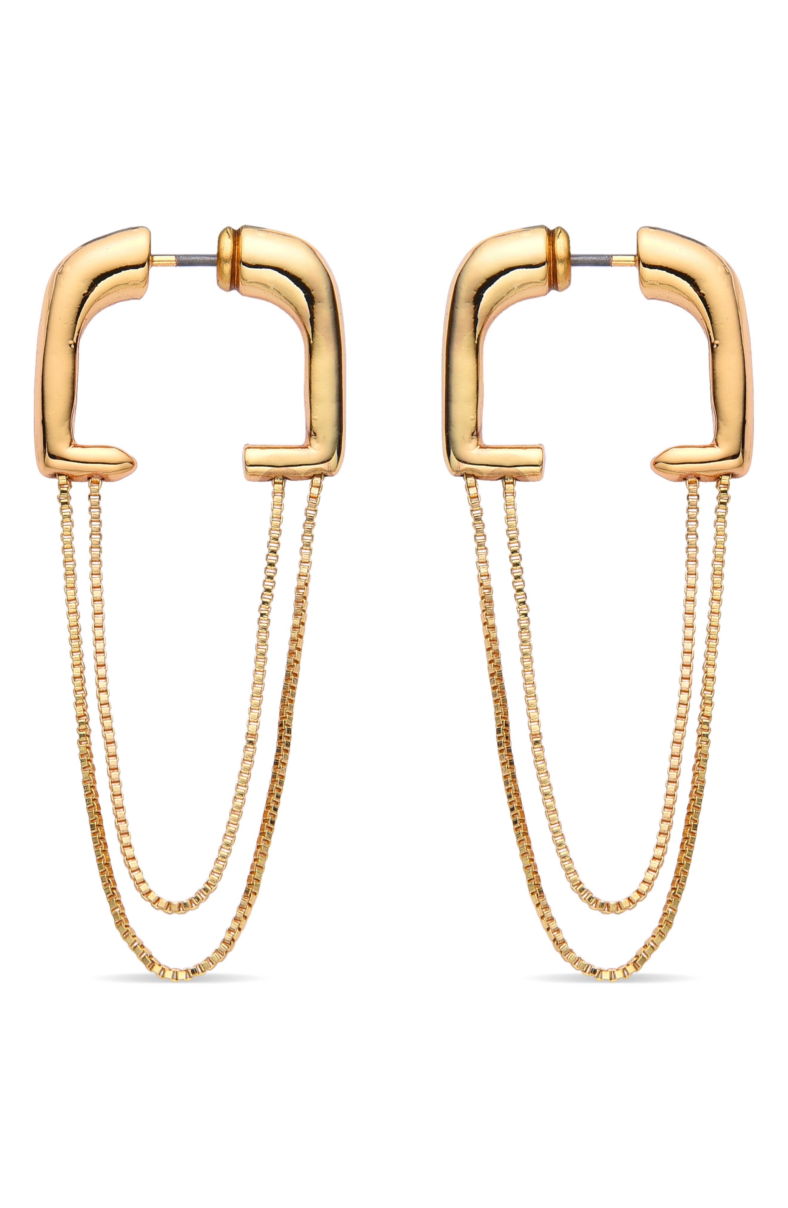 EYE CANDY LOS ANGELES Chain Fringe Front/Back Earrings (Women ...