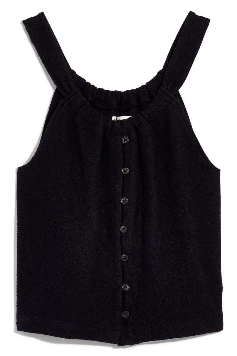 Texture & Thread Button Front Swing Tank, Alternate, color, TRUE BLACK